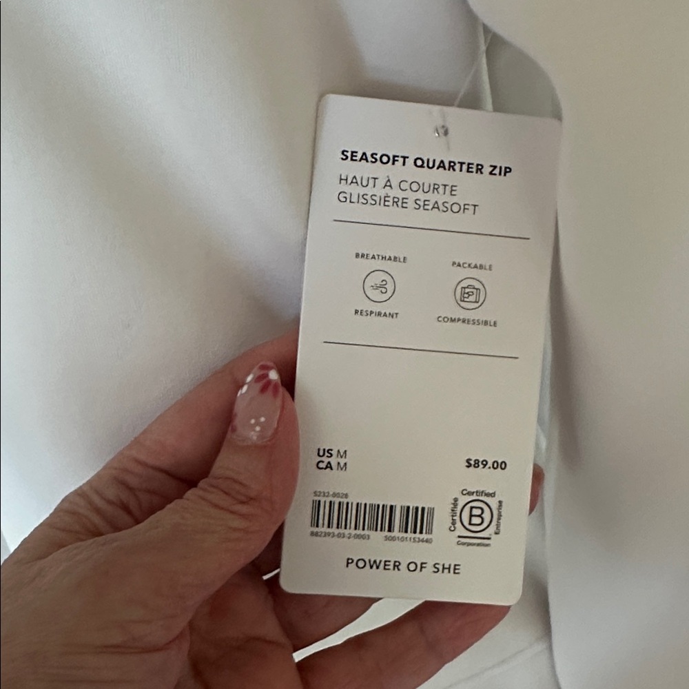 Athleta Seasoft Qquarter Zip Magnolia White Size Medium NWT - Picture 5 of 6